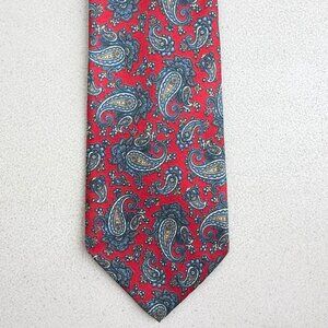 Vintage Silk Paisley Print Tie 1970s Necktie Red/Blue Made in Italy